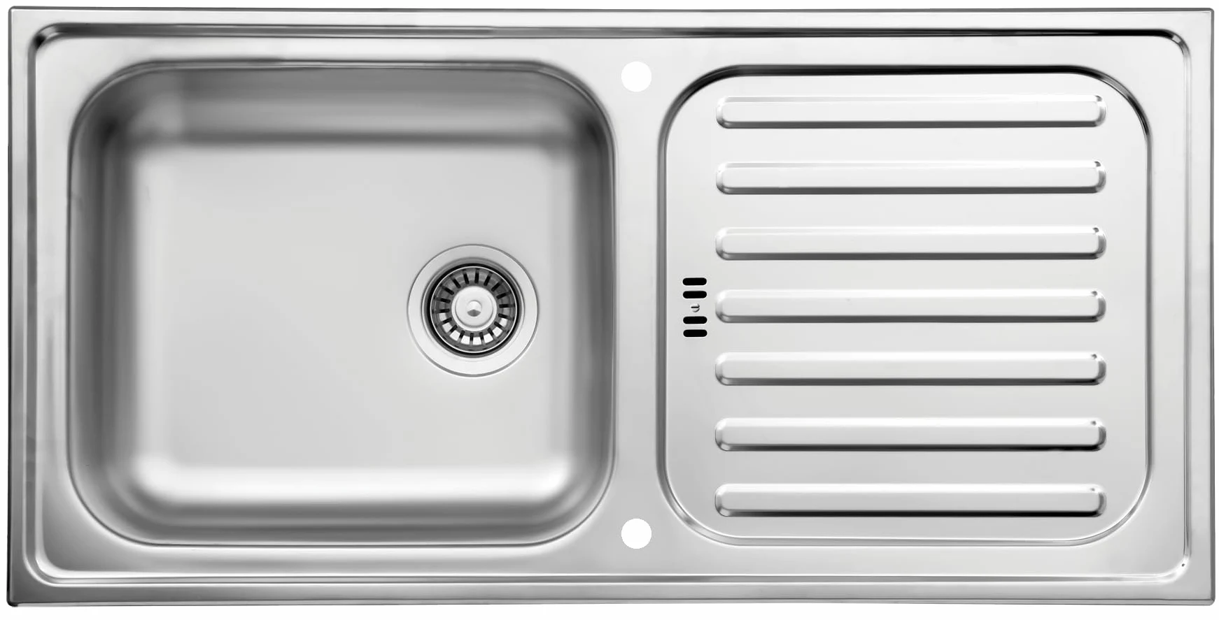 Respekta Riverside Lavello in acciaio inox/Lavello da incasso a 1 vasca da 100 x 50 cm/Lavello in acciaio inox con sgocciolatoio adatto a basi da 60 cm di larghezza