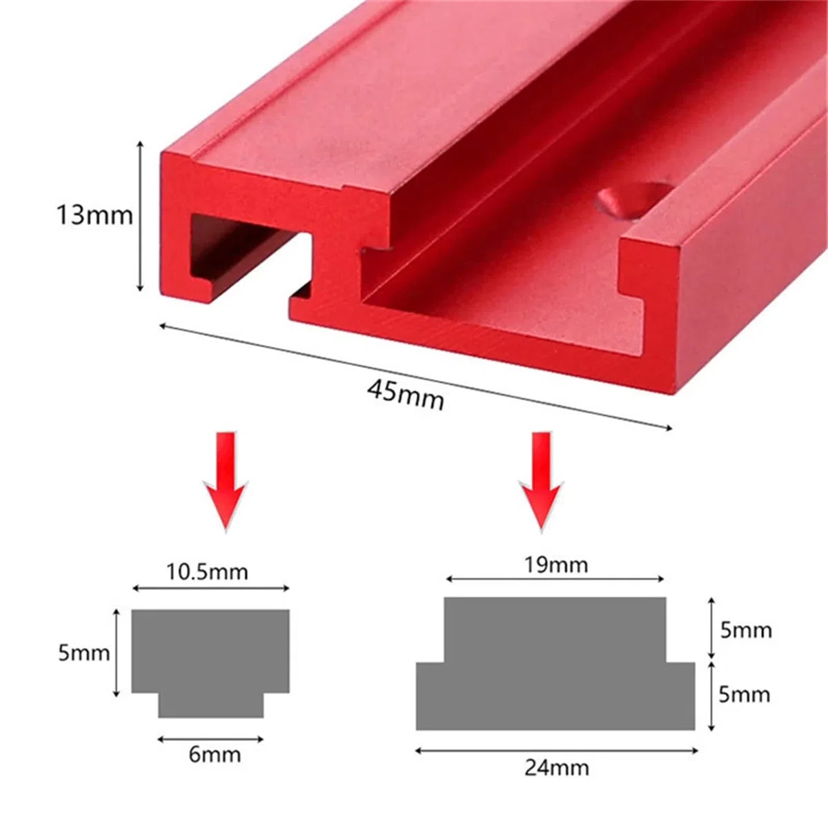 Guida a T scanalatura, 45 tipo 1200 mm, scanalatura a T in alluminio, scanalatura a T, guida per la lavorazione del legno, mini guida a T per il fissaggio di recinzione