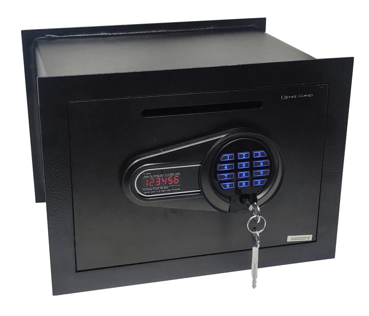 Genie Hand | Cassaforte Motorizzata a Muro Piccola Cassetta di Sicurezza con Codice a Combinazione e Chiave a Croce Casseforti per Soldi