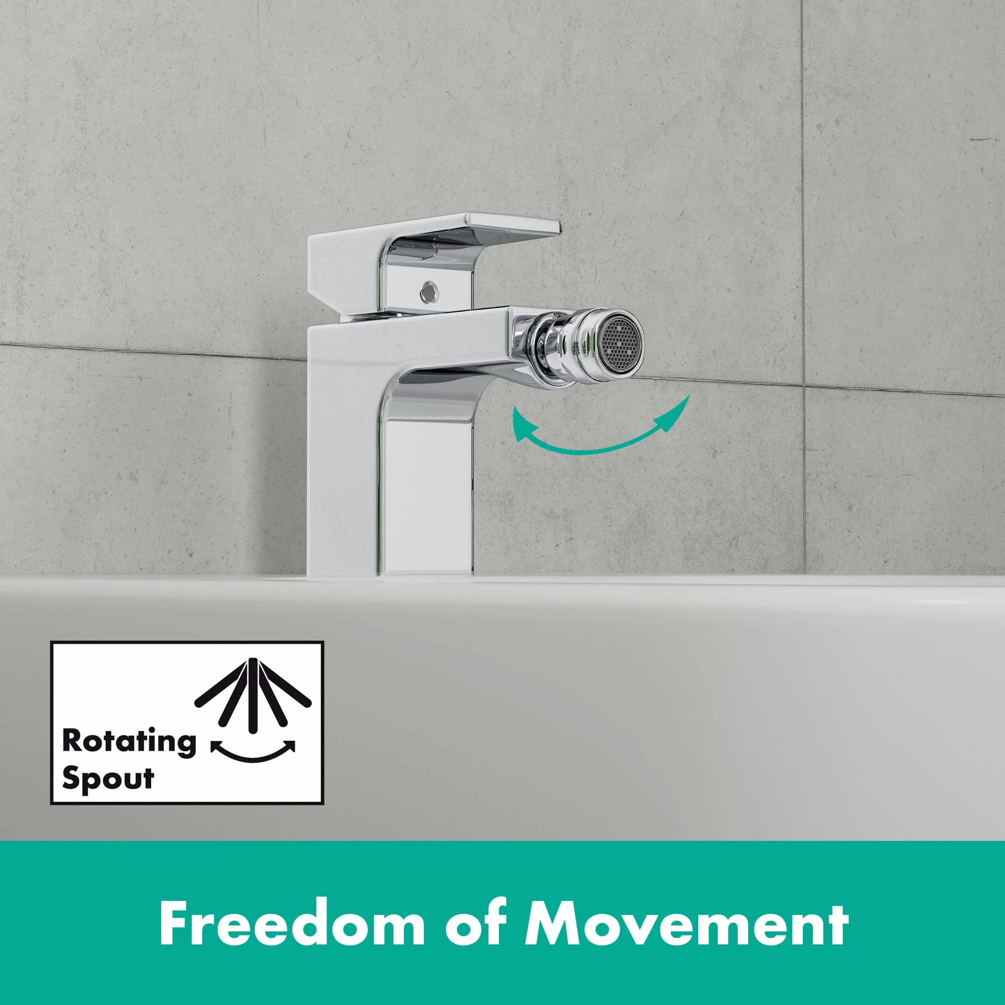 hansgrohe Vernis Shape - Rubinetto per bidet con scarico a tirante, Miscelatore monocomando per bidet con altezza bocca 78 mm, cromo, 71211000