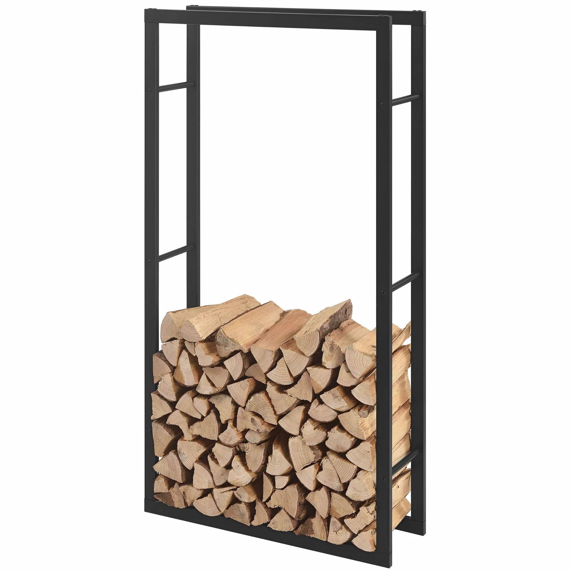 [en.casa] Legnaia 80 x 150 x 25 cm Portalegna, Telaio per accatastare Legna Acciaio Nero