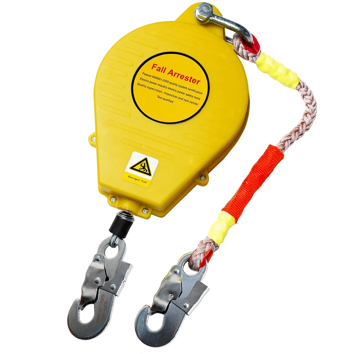 Dispositivo Anticaduta Retrattile Certificato 3-20 mt, Imbracatura di Sicurezza Anticaduta Tetto 150 kg, Verde/Giallo Kit Imbracatura Anticaduta Tetto/Lavoro Aereo (Giallo,10 metri)