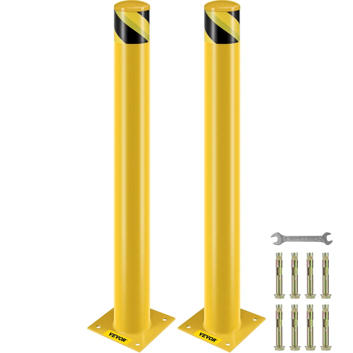 VEVOR 2 pali di sicurezza per parcheggio da 107 cm, 20 x 20 cm, 20 x 20 cm, morsettiere per parcheggio, tubi per traffico, barre adatte per interni ed esterni