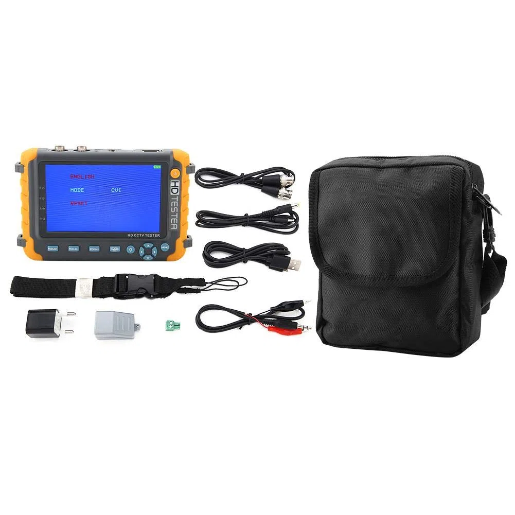 Tester CCTV 4 in 1, AC 220V ad Alta Risoluzione 5 MP 5Pollici TVI/AHD/CVI/CVBS Sicurezza CCTV Tester Telecamera Analogica Lampada LED Monitor Video Coassiale HD Con Ingresso VGA/HDMI/Controller PTZ