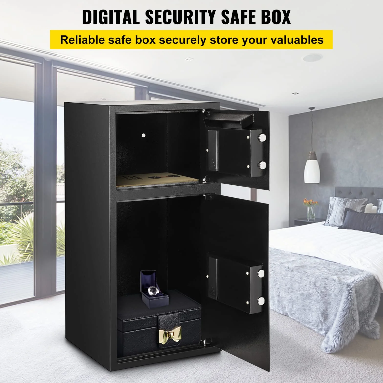 VEVOR Cassaforte Digitale da 74 L, Cassetta di Sicurezza a Combinazione Digitale per Uso Domestico, Cassaforte per Soldi, Gioielli, Documenti