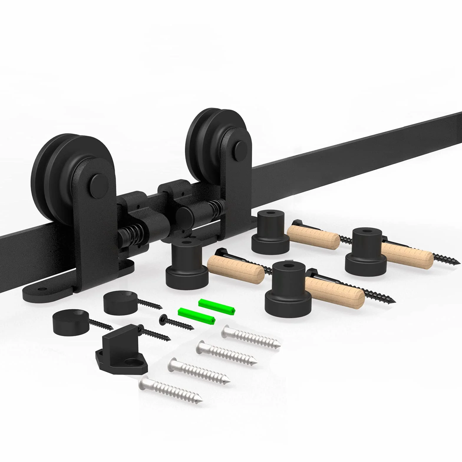 8FT/243cm Binario per Porta Scorrevole, Porta Scorrevole di Placcatura kit accessori per la porta della Nero