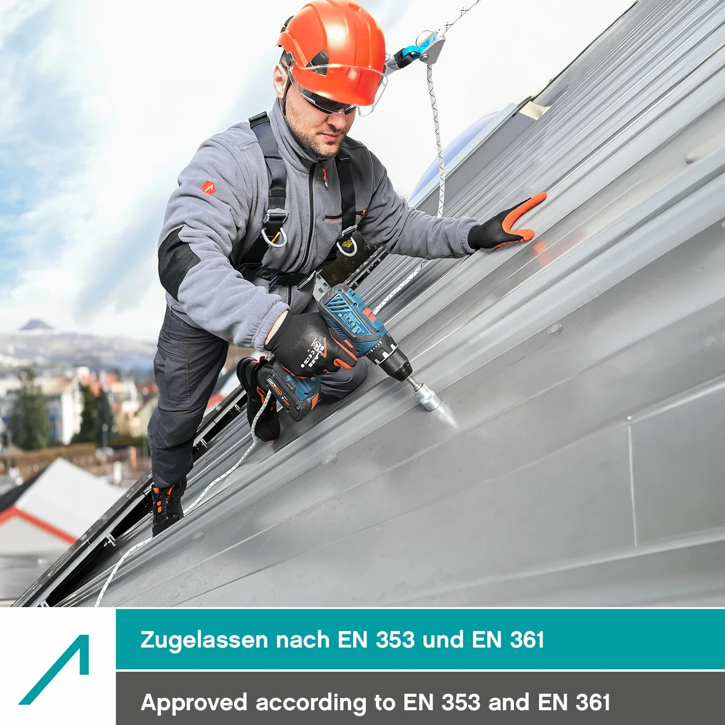 ACE Imbracatura di sicurezza - Imbracatura a 1 punto - con anti-urto - EN 353/361 - fino a 100 kg