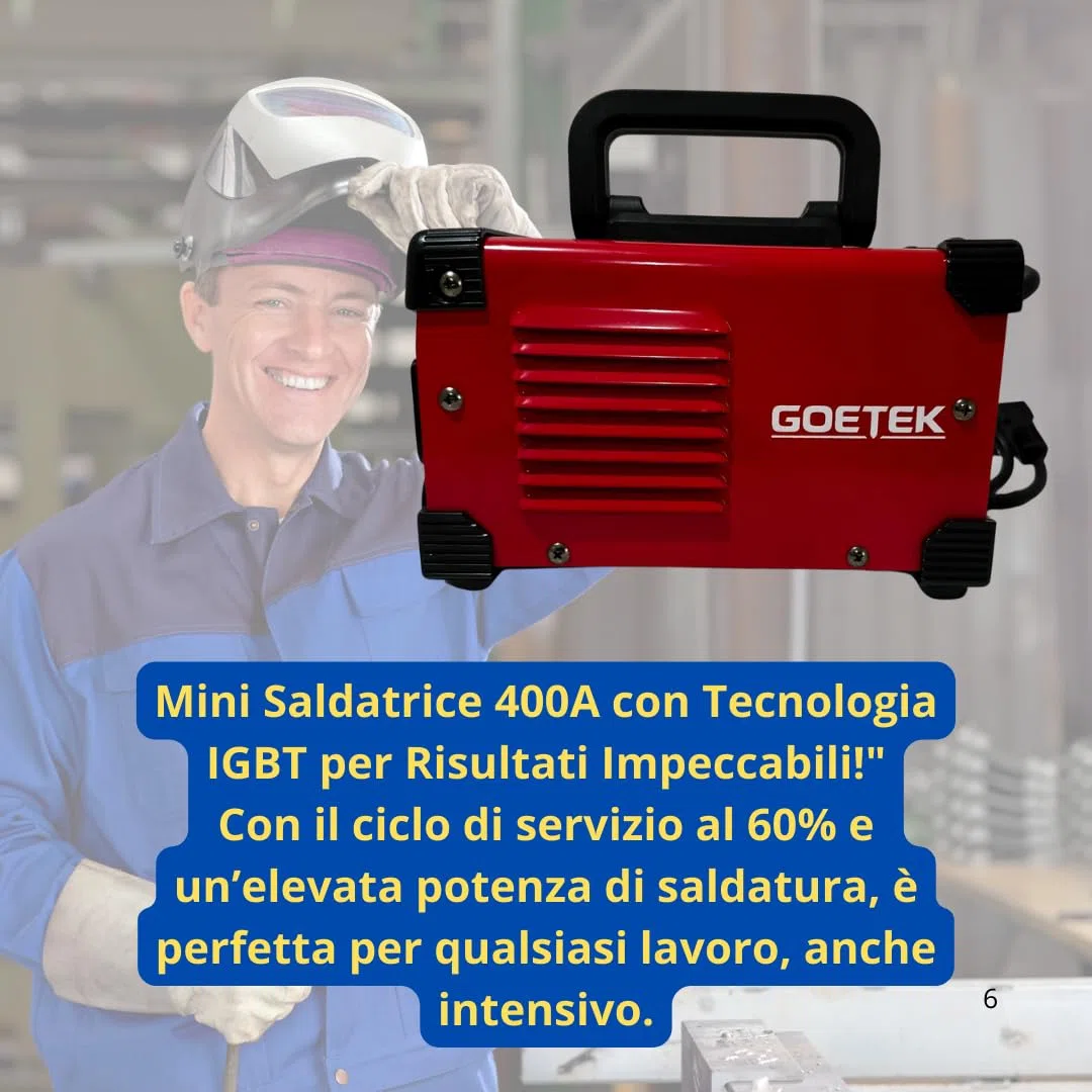 Saldatrice Inverter Mini MMA 400A Ultra Compatta | IGBT DC, VRD, Display LED, Saldatura a Elettrodo e Lift TIG, Portatile e Potente