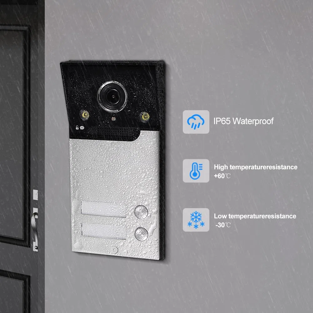 WiFi Video Sistema Citofono 1080P HD Campanello Telecamera IR Visione Notturna con 2 Monitors a 7 Pollici per 2 Case/Appartamenti, Audio a 2 Vie, Registrazione, APP Tuya Smart