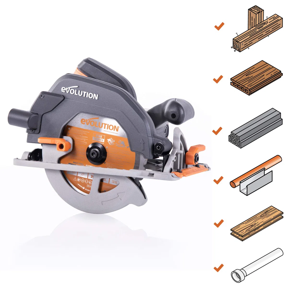 Evolution Power Tools - R185CCS sega circolare multi-materiale 185 mm, 230 V
