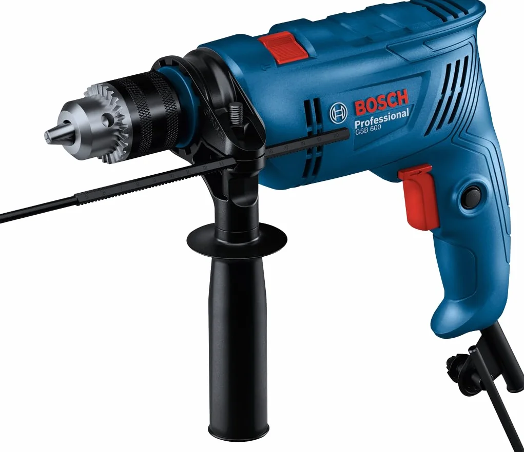 Bosch Professional Trapano con percussione a filo GSB 600 (motore da 600 W, foratura di 13 mm nel calcestruzzo, spazzola in carbonio)