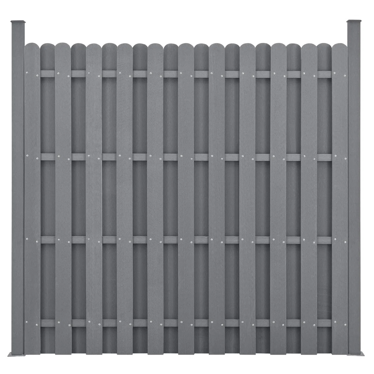 NEU.HOLZ Steccato per Giardino Staccionata con Doghe e 2 Colonne in WPC Legno Composito Recinzione con Base in Acciaio 185 x 193 cm - Grigio
