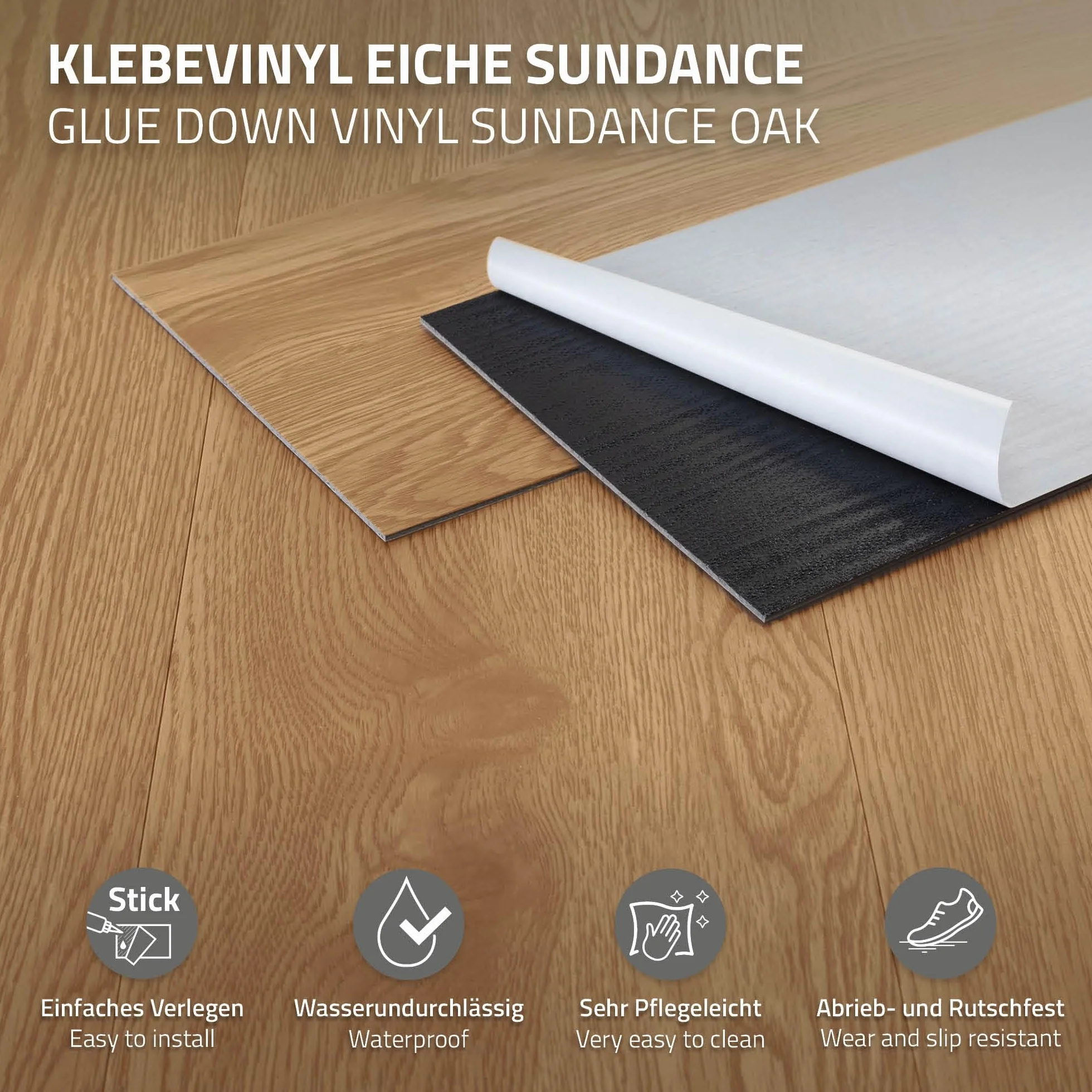 ML-Design Pavimento in PVC 91,5 x 15,3 cm Marrone Piastrelle 2 mm 4,46 m² 32 Listoni Pavimento in Vinile Aspetto Legno di Rovere Sundance Impermeabile Mattonelle Autoadesive Pavimenti Antiscivolo