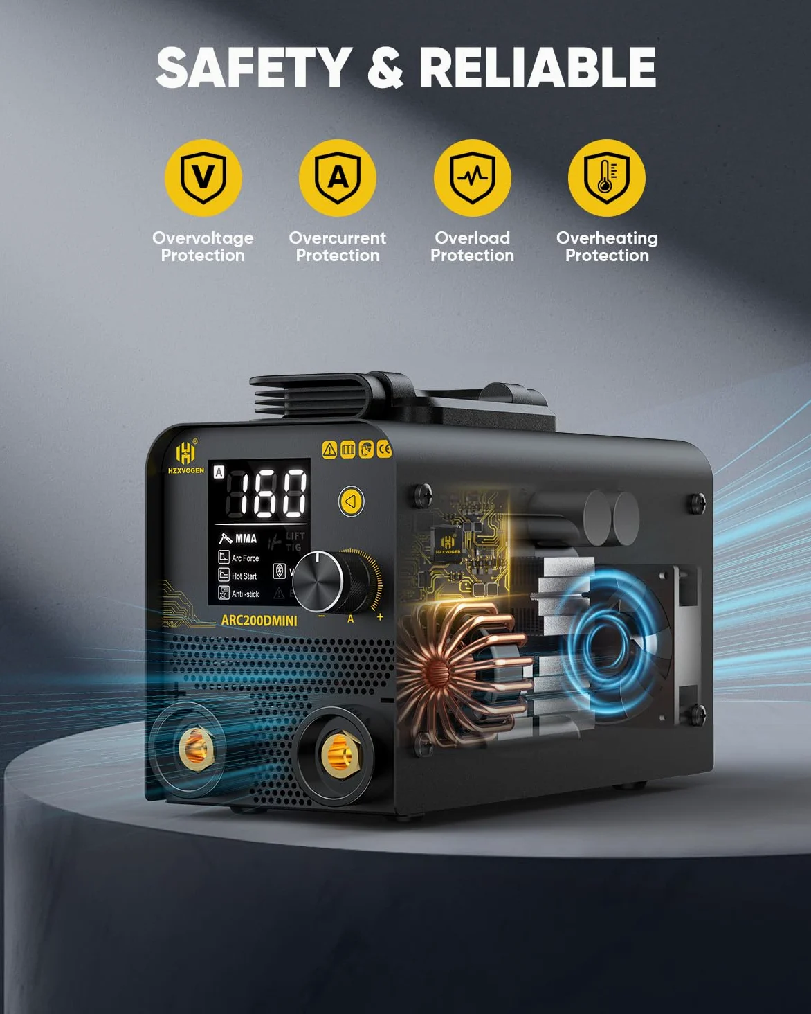 H HZXVOGEN Saldatrice Inverter 2 in 1 Lift TIG/MMA 200A 230V, Saldatrice Portatile con Display LED, Hot-Start, Anti-Stick, Saldatrice Elettrodo Inverter