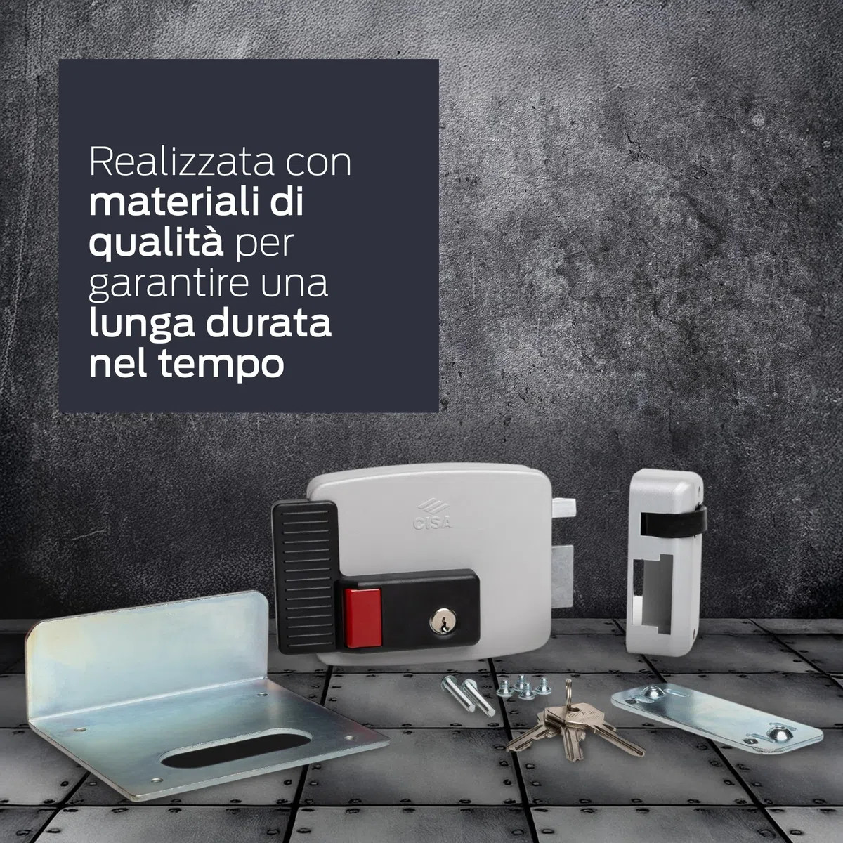 CISA - Serratura Elettrica da Applicare 111731501N7 - Elettroserratura CISA in Acciaio Verniciato con Chiave e Pulsante Interni - Funzione Fermo a Giorno - Entrata 50 Regolabile - Mano Destra