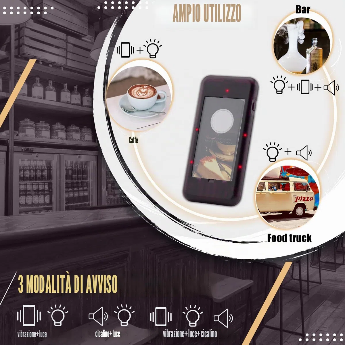 Retekess T112 Cercapersone Ristorante, 500M Pager Ristorante, 20 Cercapersone, 360 mAh 36H, Stabile e Durevole, Con Pulsante Muto, 3 Modalità di Chiamata, Cicalino per Ristorante, Pizzeria, Bar
