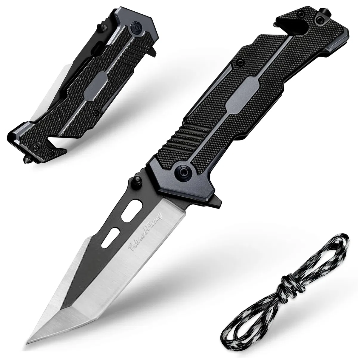 Coltello pieghevole da Esterno, 3-in-1 Multiuso Coltello da Caccia, 3Cr13 Sopravvivenza, Maniglia Antiscivolo Coltello da Campeggio, Regalo da Uomo (A)
