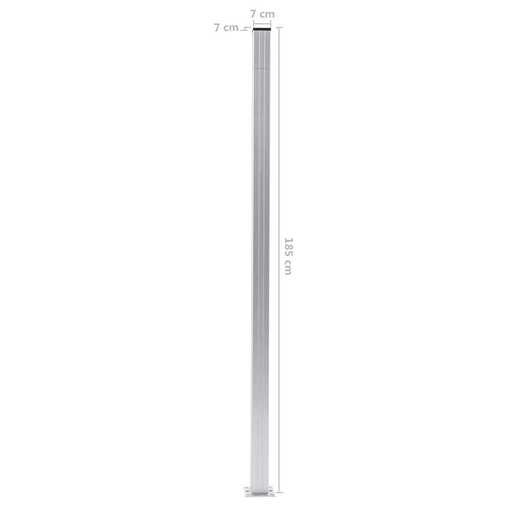 vidaXL 2x Pali per Recinzione con Tappi in Acciaio Durevoli Montanti Paletti Ricambi per Recinto in Alluminio Base in Acciaio 185 cm Argento