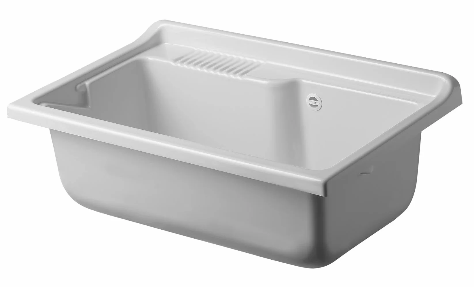 Negrari Vasca ad appoggio in resina PP per Lavatoio, Resistente all'umidità, Resistente agli acidi di uso comune, Kit di scarico incluso, Interno e Esterno, L80 x P50 x H30 cm, Bianco