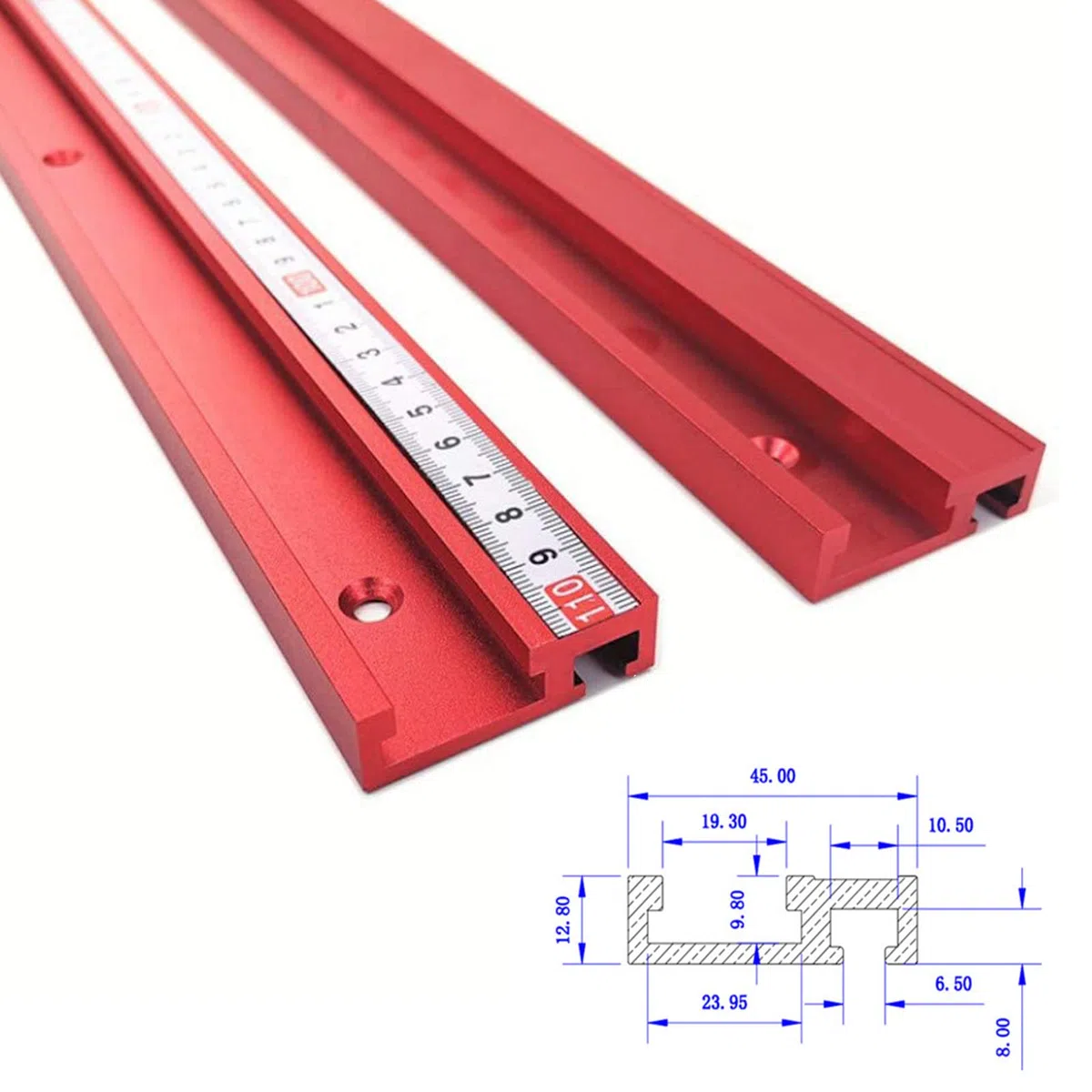 Guida a T scanalatura, 45 tipo 1200 mm, scanalatura a T in alluminio, scanalatura a T, guida per la lavorazione del legno, mini guida a T per il fissaggio di recinzione