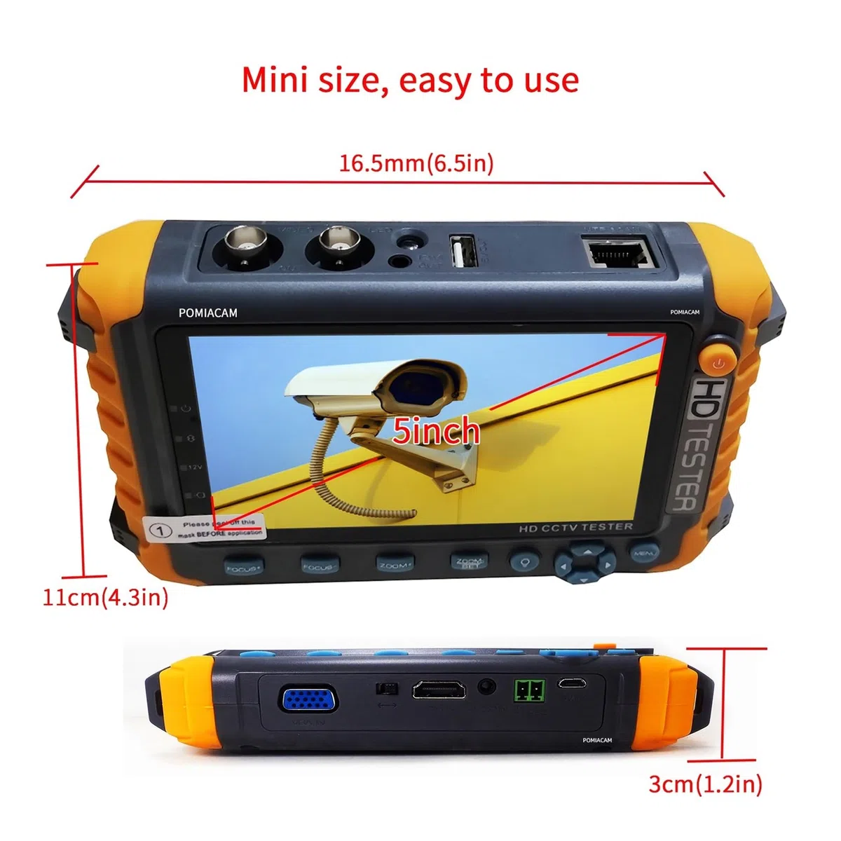 Tester per telecamere IP Monitor Telecamera Ahd, Tester CCTV, Strumento Di Test Telecamere 4 In 1, Controllo Ptz, Monitor Di Ingresso. Uscita Alimentazione CC 12 V Monitor per tester TVCC di sicurezza