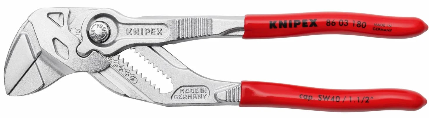 KNIPEX Pinza chiave pinza e chiave in un unico utensile cromata rivestiti in resina sintetica 180 mm, 86 03 180