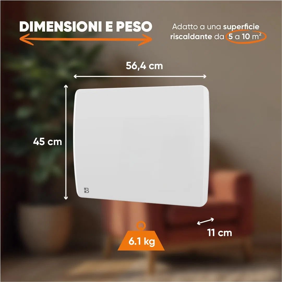 BESTHERM - Radiatore elettrico fisso a inerzia secca ceramica 1000W Bestherm ARIA orizzontale bianco