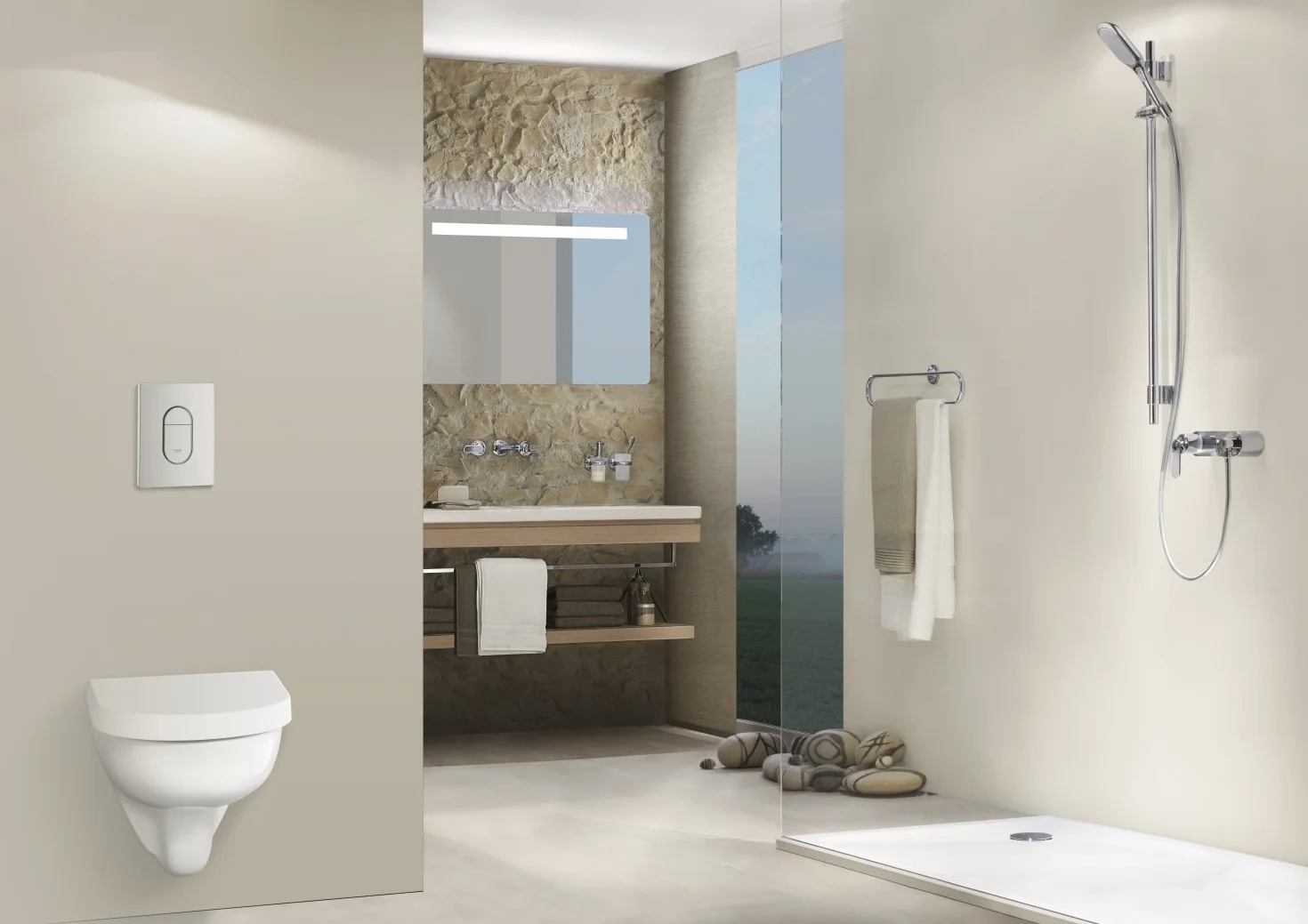 GROHE Arena Cosmopolitan Placca di comando WC per cassette di scarico a scomparsa, facile da installare, Doppio Scarico, Cromo 38858000