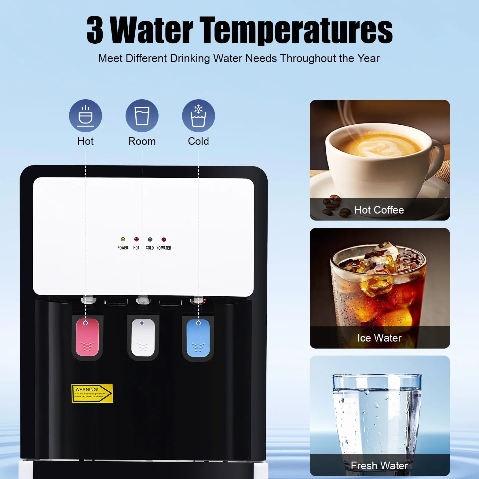 Distributore di acqua calda e fredda Distributore di acqua da pavimento per casa, ufficio, camera da letto, soggiorno, facile installazione con protezione da sovratemperatura e protezione antincendio