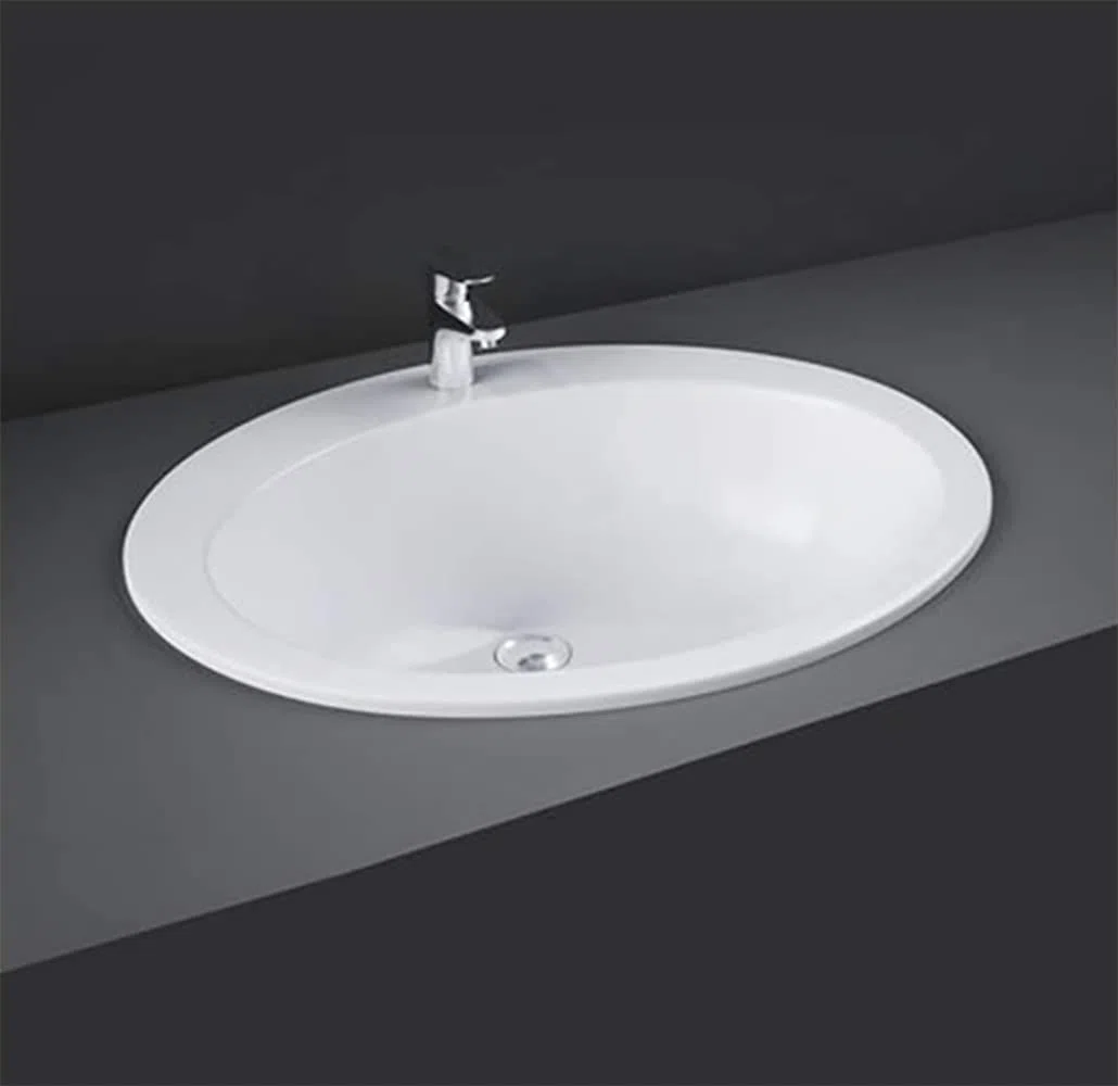 Lavabo lavandino soprapiano da incasso in ceramica bianca cm.53