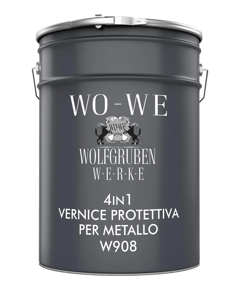 WO-WE Vernice Metallo 3 in 1 Smalto Antiruggine a solvente Ferro W908 Grigio antracite - 5L