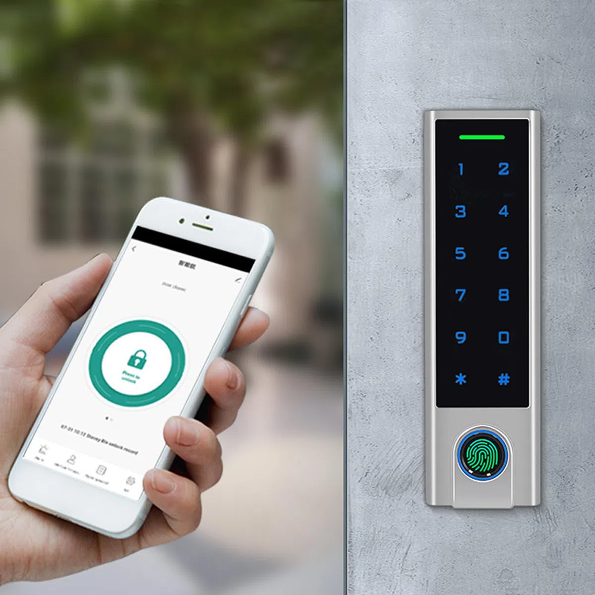 Tuya Tastiera di Controllo Accessi, Tastiera Apriporta Sistema di Controllo di Accesso Tramite Tuya Smart/Codice/Impronta Digitale/RFID Schede, Impermeabile Impronte Digitali Keypad