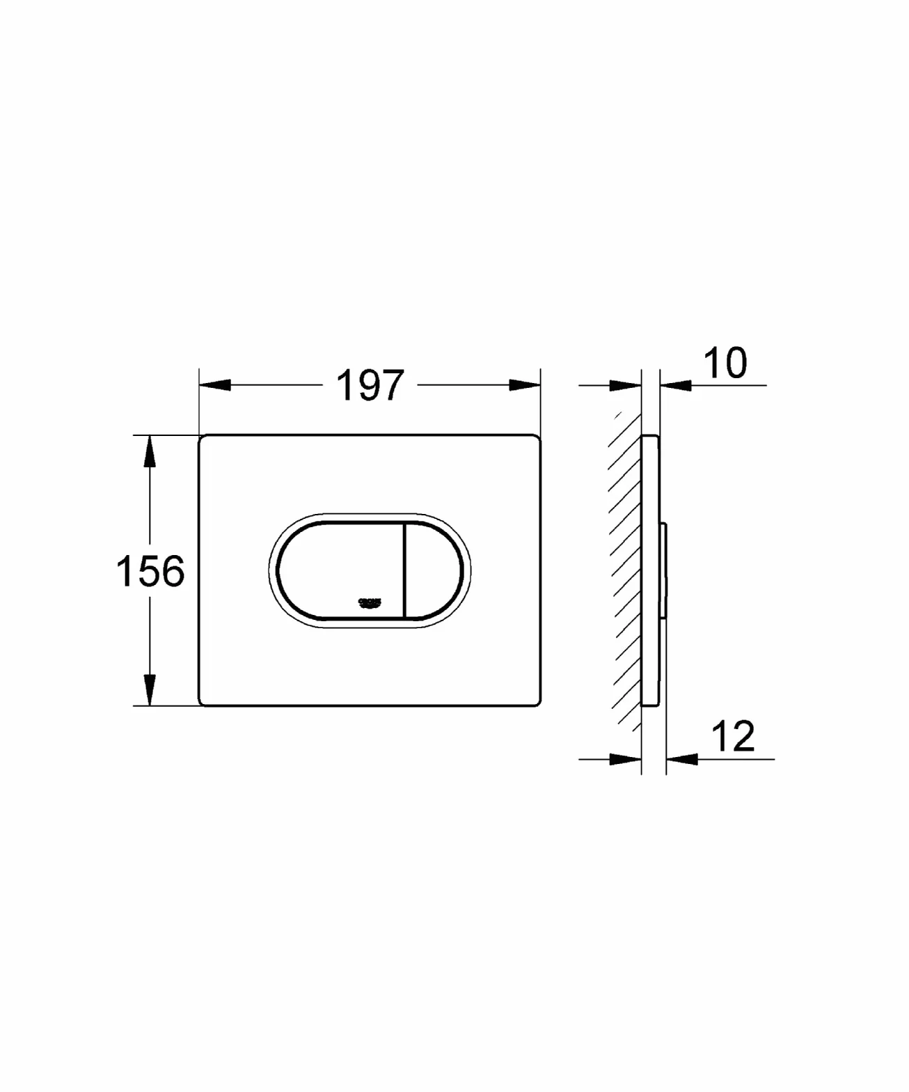 GROHE Arena Cosmopolitan Placca di comando WC per cassette di scarico a scomparsa, facile da installare, Doppio Scarico, Cromo 38858000
