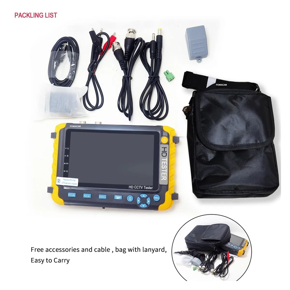 Tester per telecamere IP Monitor Telecamera Ahd, Tester CCTV, Strumento Di Test Telecamere 4 In 1, Controllo Ptz, Monitor Di Ingresso. Uscita Alimentazione CC 12 V Monitor per tester TVCC di sicurezza