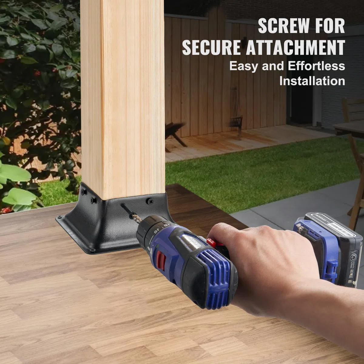 VEVOR Confezione da 10 Supporti per Pali in Legno 4''x4'' 102x102 mm, Base per Pali Interni 91,4x91,4 mm in Acciaio a Carbonio per Ancoraggio Pali in Legno Ringhiere, Corrimano di Terrazze, Portici