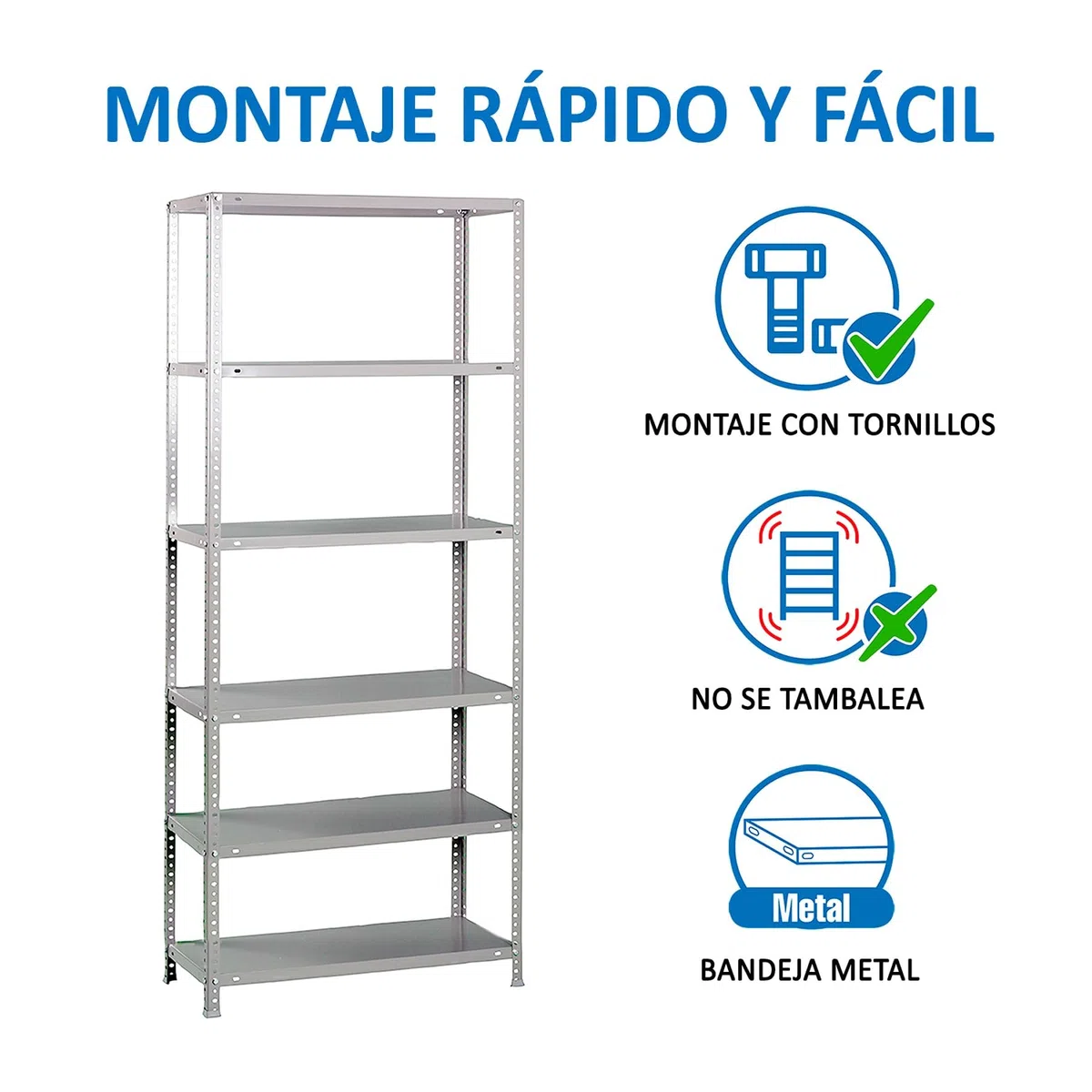Simon Rack Scaffale Metallo Garage e 6 Ripiani, Capacità di Carico 100 kg e Punto di Flessione, 2000x900x300 mm, Metallo, Scaffalatura per Garage, Zincato - Comfort
