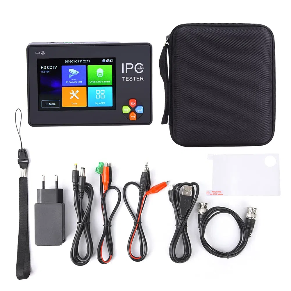Tester IPC da 3,5 pollici con touch screen H.265 4K IPC1600ADHplus per telecamere IP TESTER AHD CVI-TVI 100 V-240 V HD Touch Screen