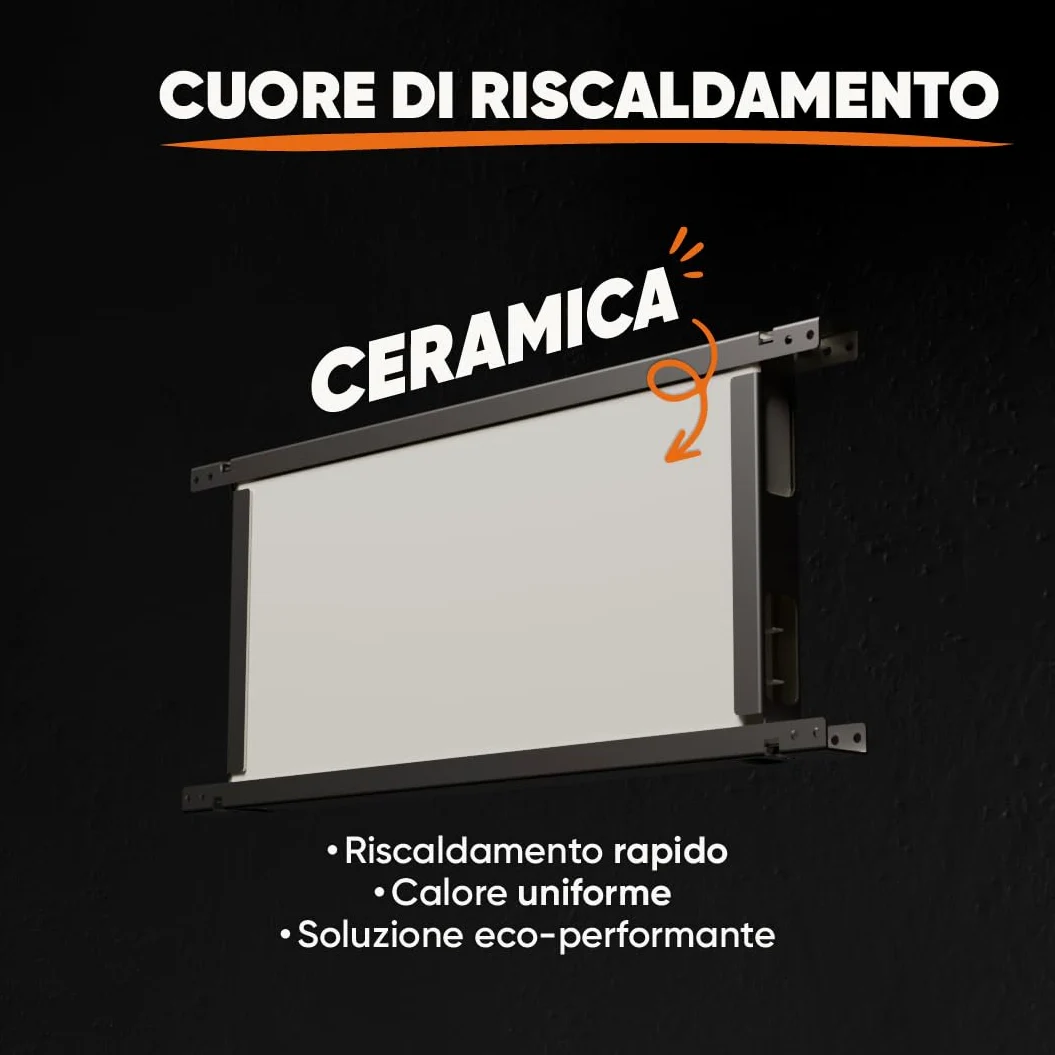 BESTHERM - Radiatore elettrico fisso a inerzia secca ceramica 1000W Bestherm ARIA orizzontale bianco