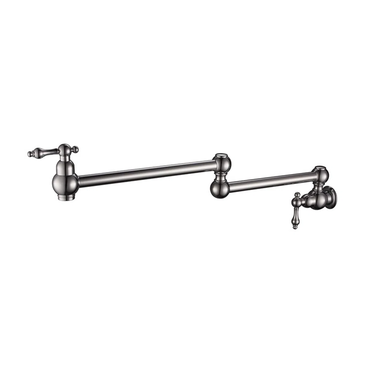Rubinetto per il bagno, Rubinetto di riempimento pentola con doppia valvola di intercettazione montato a parete con maniglie a leva con beccuccio oscillante a doppio snodo da 22" per mobiletto(Silver