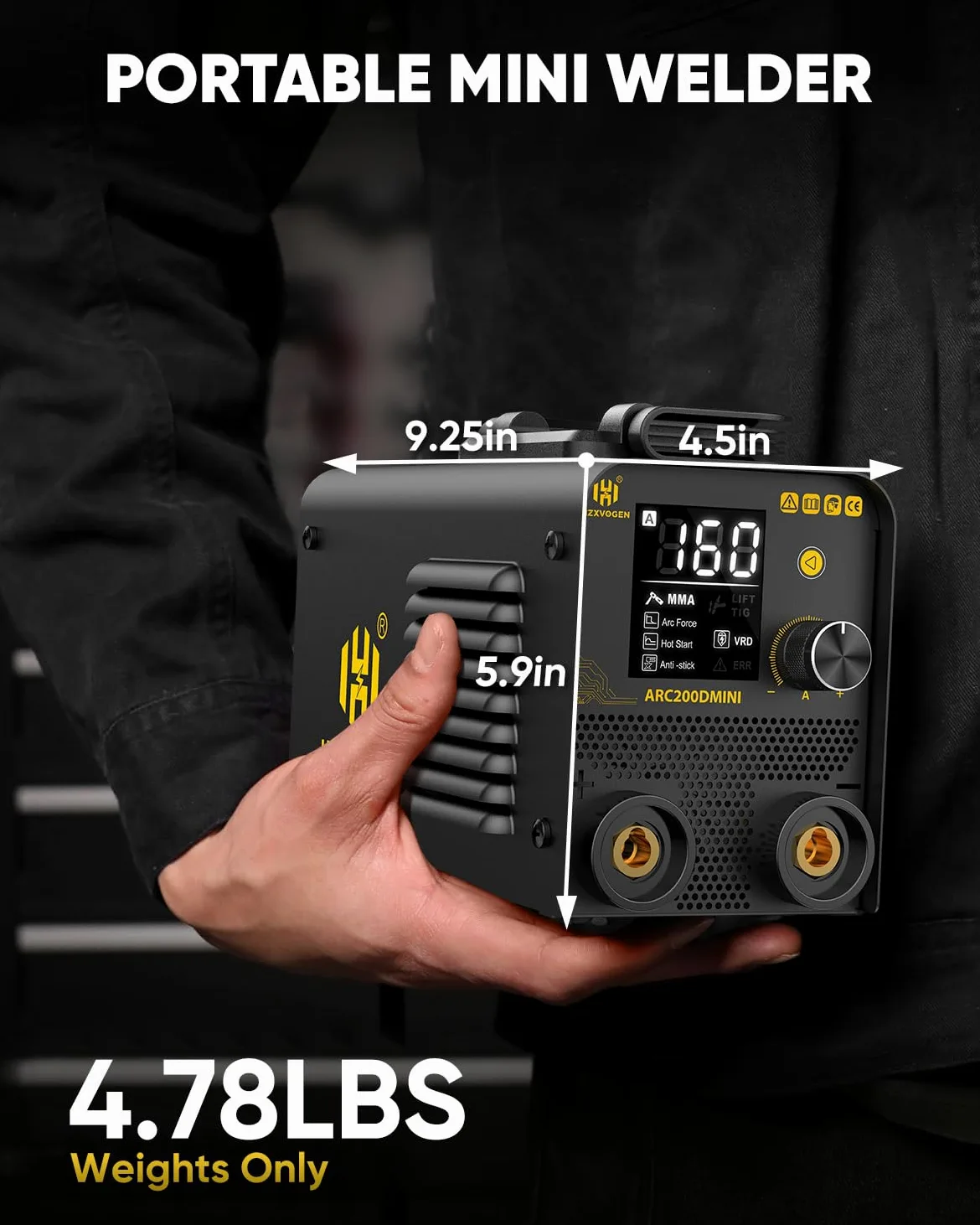 H HZXVOGEN Saldatrice Inverter 2 in 1 Lift TIG/MMA 200A 230V, Saldatrice Portatile con Display LED, Hot-Start, Anti-Stick, Saldatrice Elettrodo Inverter