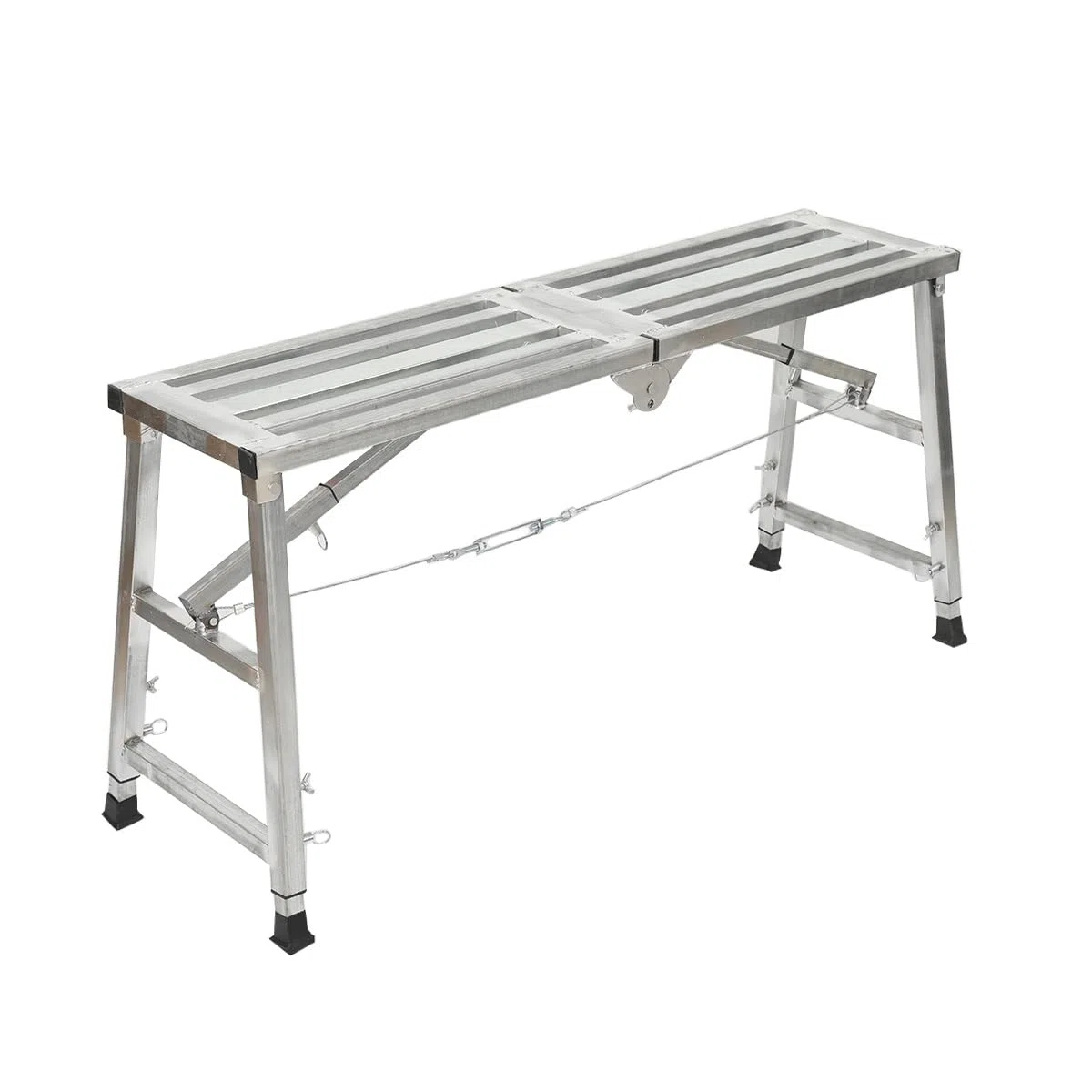 Piattaforma Di Lavoro Con Impalcature Pieghevole Portatile Regolabile 60-90cm, Portata 200KG, Struttura Zincata Antiscivolo, Ideale Per Tinteggiatura, Manutenzione E Camper