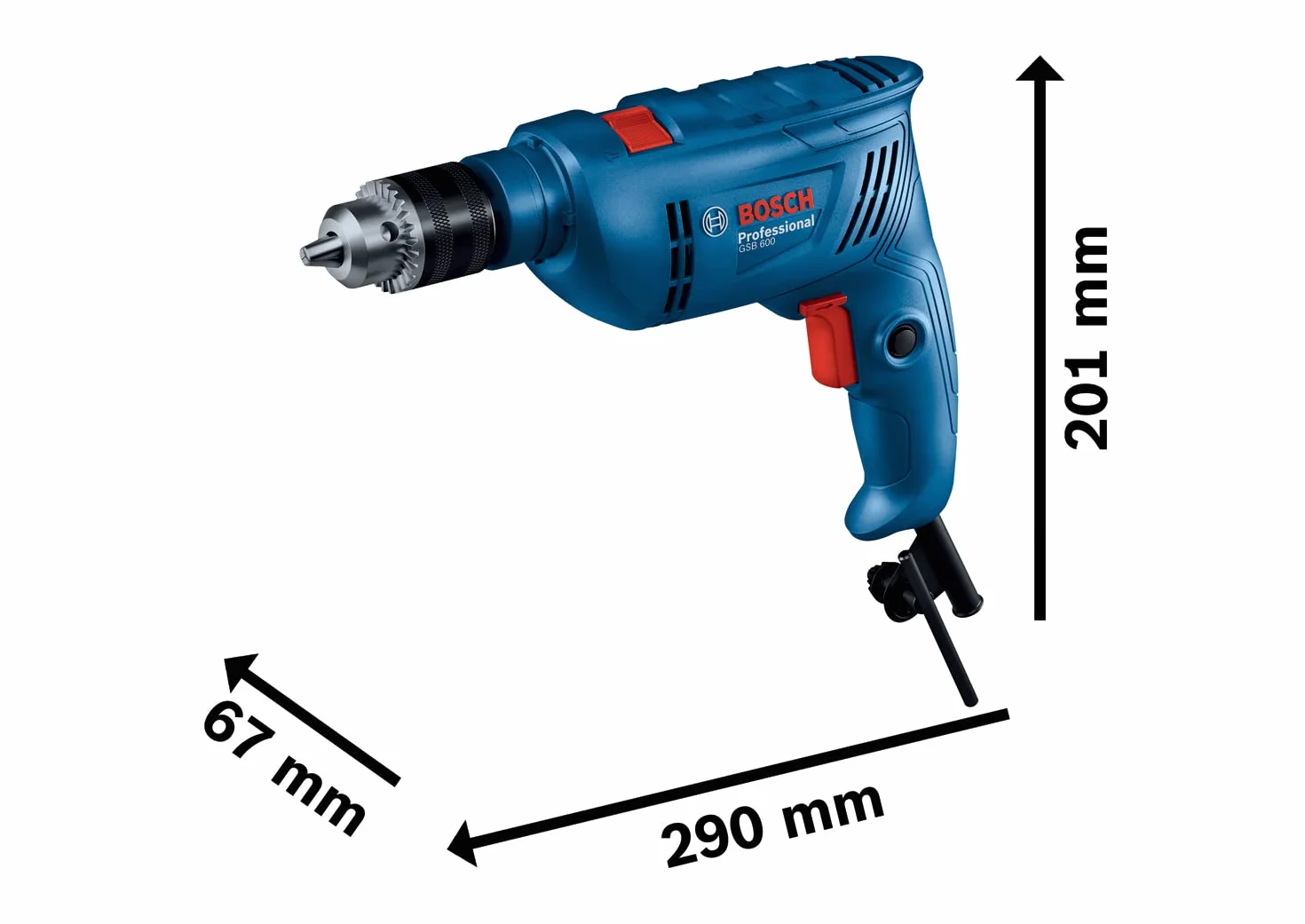 Bosch Professional Trapano con percussione a filo GSB 600 (motore da 600 W, foratura di 13 mm nel calcestruzzo, spazzola in carbonio)