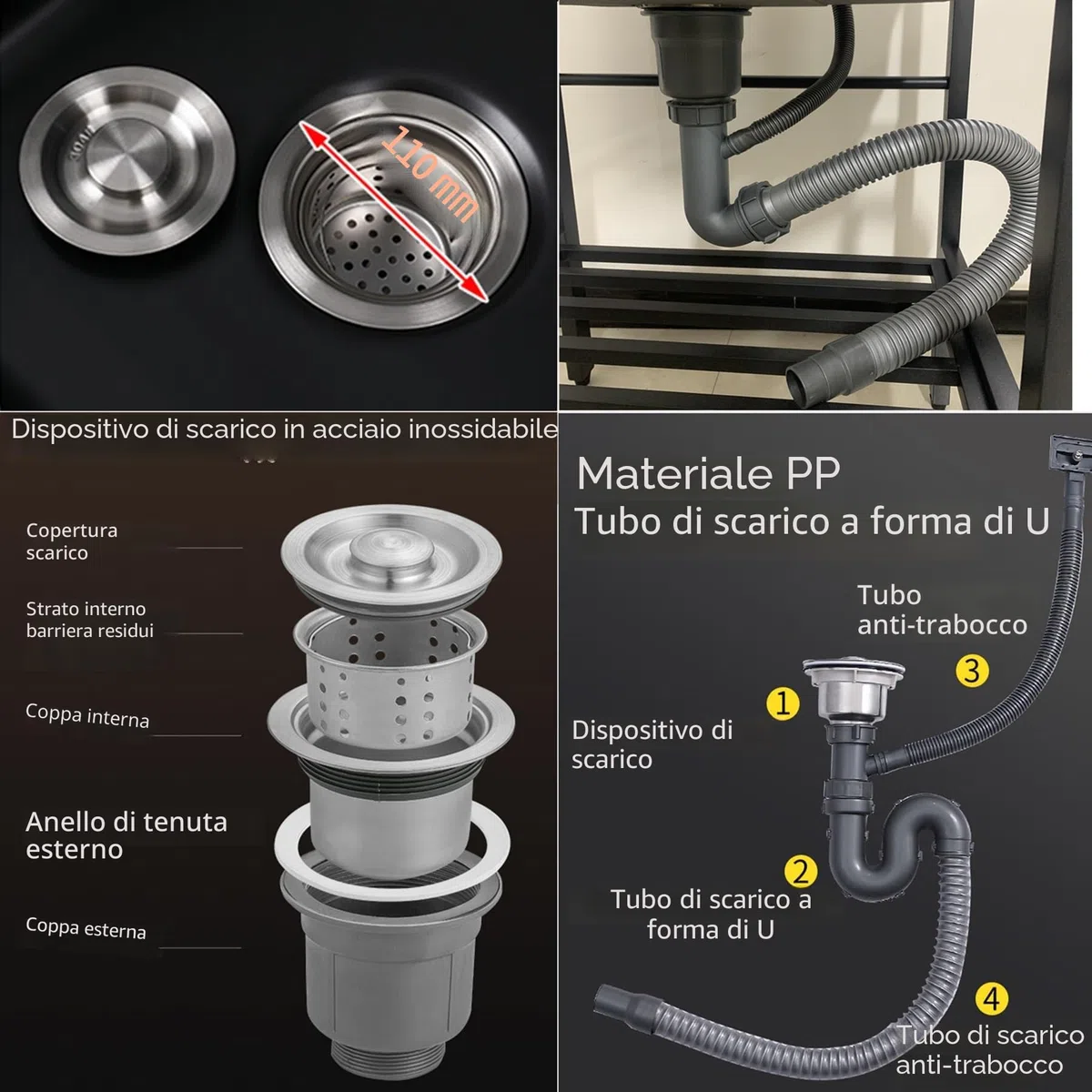 Lavandino in Acciaio Inox Professionale 1 Vasca,60x45x86cm Lavello Nero Multifunzione Cucina,Lavatoio da Esterno Autoportante,Lavabo Commerciale con Rubinetto,per Interno Ristorante Caffè Garage