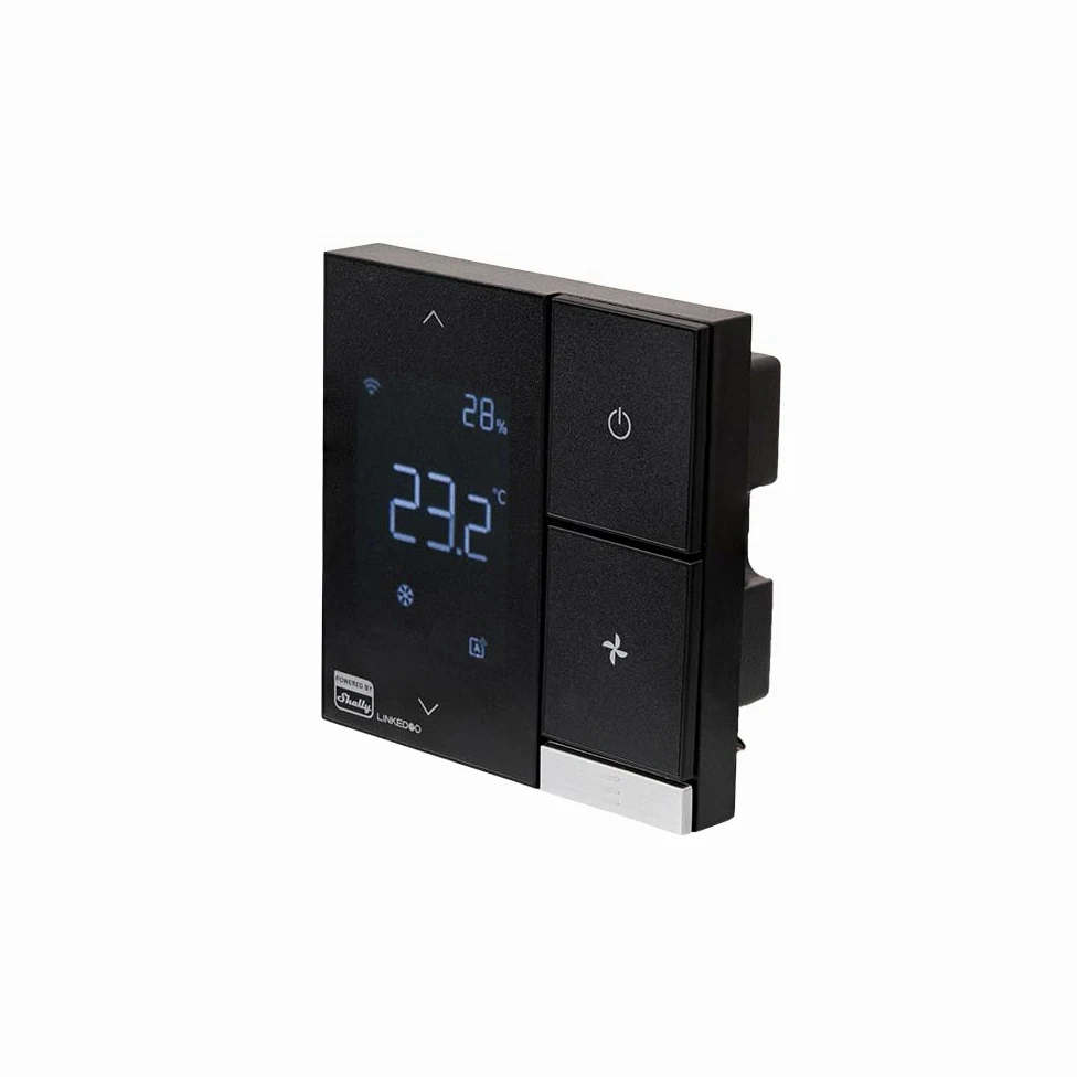 LinkedGo Powered by Shelly Termostato HVAC Smart Wi-Fi, Riscaldamento e Raffrescamento, Riscaldamento a Pavimento, Funzione Antigelo, Controllo RS485, Alexa e Home Assistant, Nessun Hub Richiesto