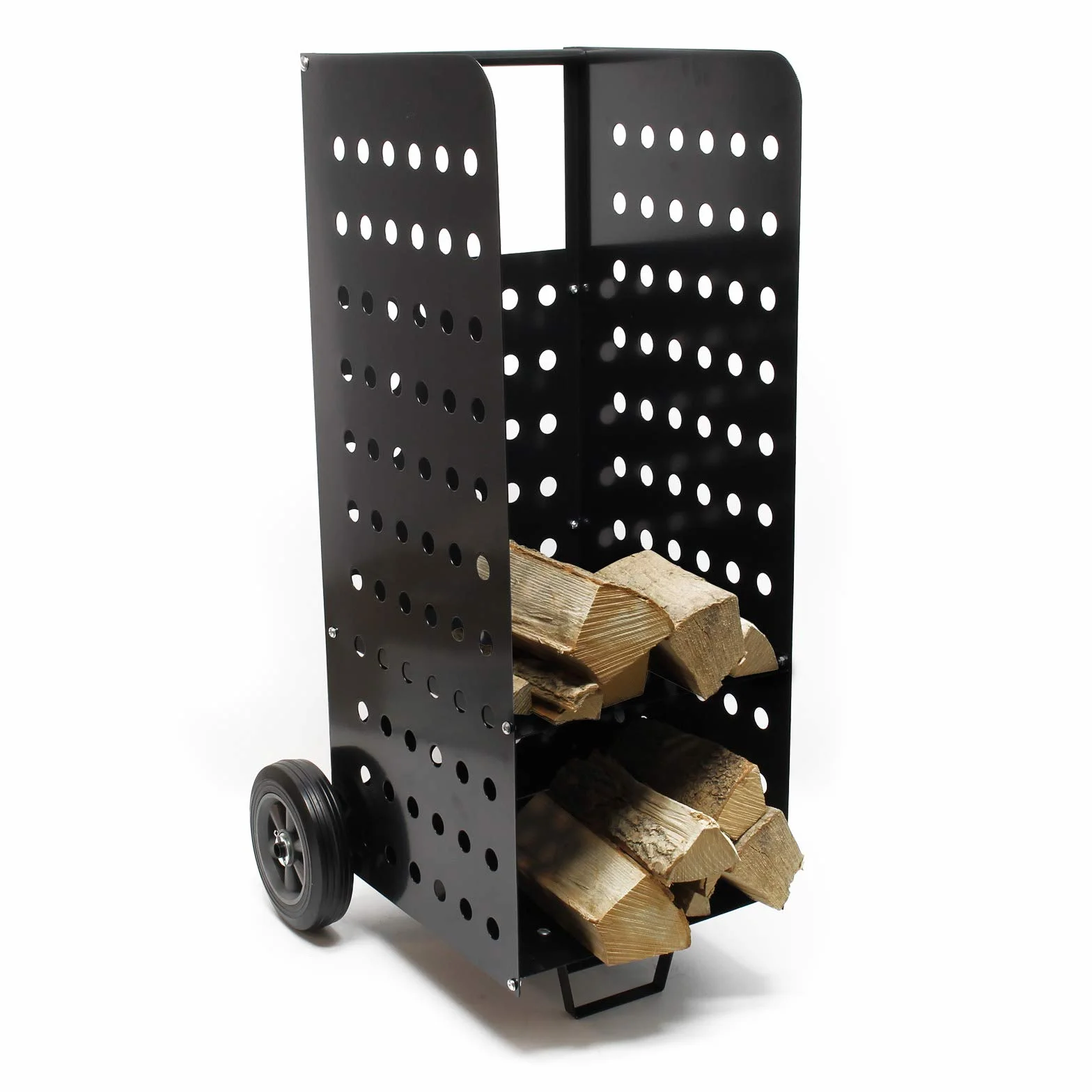 Wiltec Carrello portalegna da camino XL 53x36x106 cm, con ruote in gomma piena, per trasporto legna da ardere