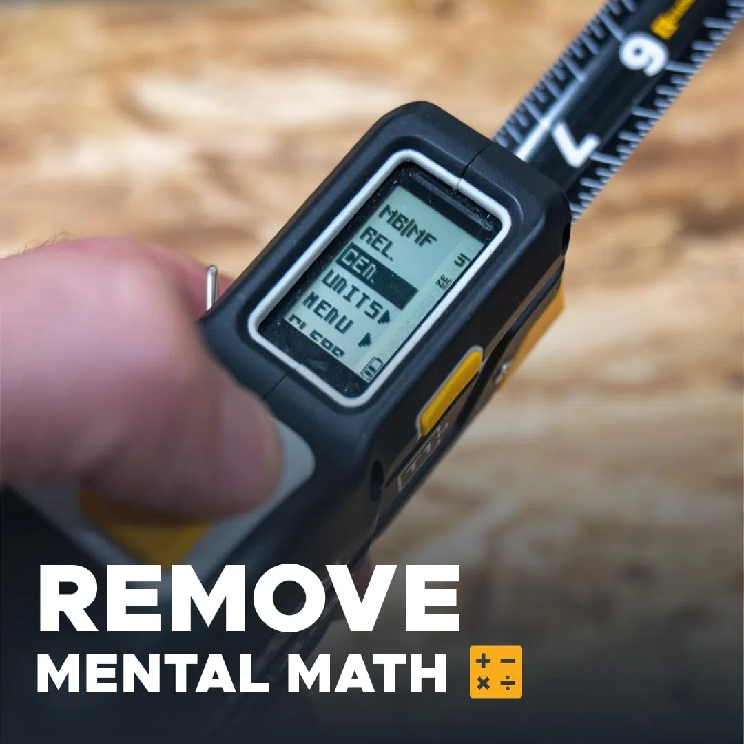 REEKON T1M Utility Digital Tape Measure 7,6 m (Metric) – Bluetooth Smart Measuring Tool, 0,5 mm Accuracy, Saves 1000+ Measurements, LCD Display, 150 Hour+ Batteria ricaricabile