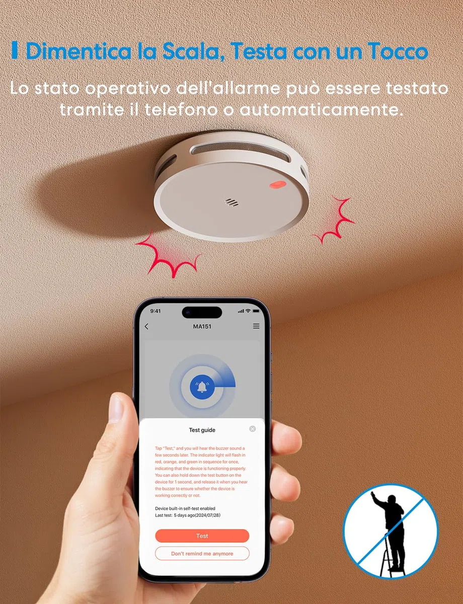 Meross Matter Rilevatore di Fumo WiFi connesso, Allarme Antincendio Intelligente con Doppio Sensore Ottico, Rilevatore di Fumi con Avviso APP, Rete 0,8 mm, 33 mm, con Hub MSH450, 3 Pezzi