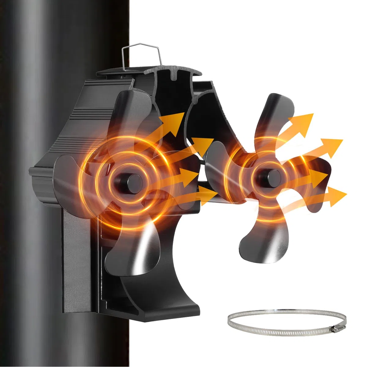 Ventilatore magnetico 3 in 1 per stufa e camino, senza corrente