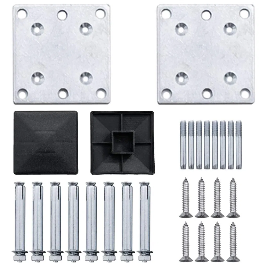 vidaXL 2x Pali per Recinzione con Tappi in Acciaio Durevoli Montanti Paletti Ricambi per Recinto in Alluminio Base in Acciaio 185 cm Argento