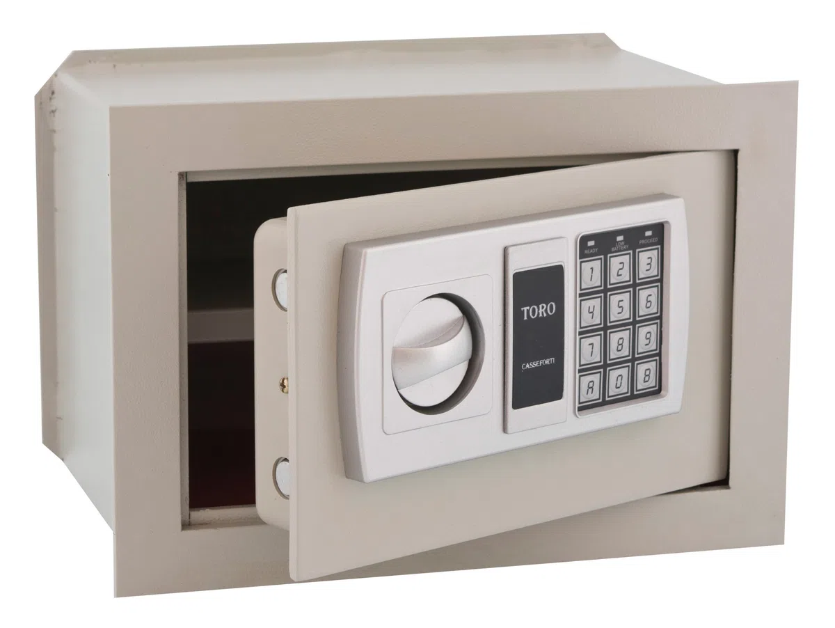 HOMEGARDEN - Cassaforte elettronica da parete con combinazione di acciaio 32 x 22 x 20 cm